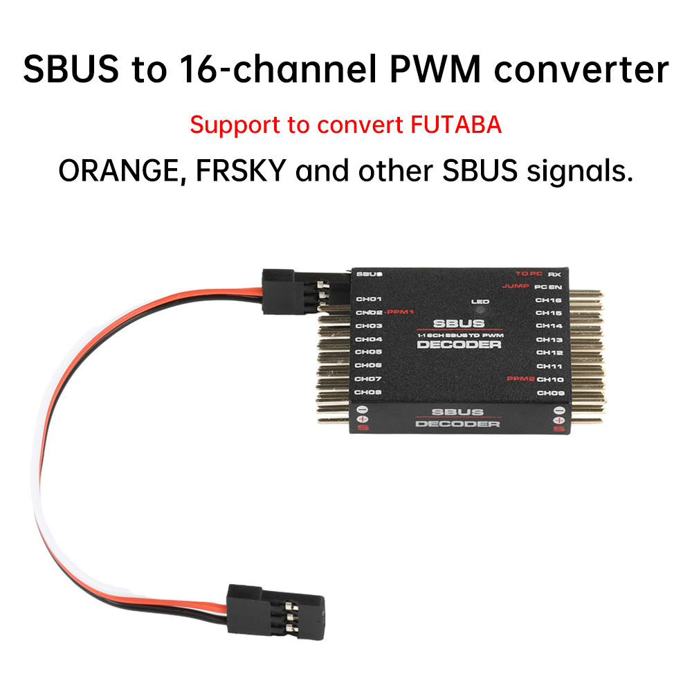 16-Channel SBUS to PWM/PPM Decoder for Frsky X8R RXSR Receiver PC Setting Compatible Remote Control