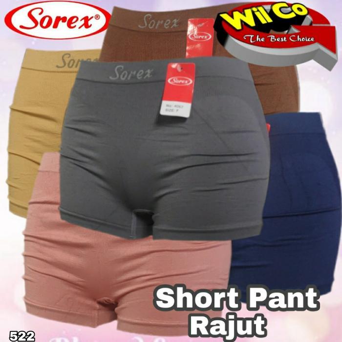 K522 (1-3 Pcs) Sorex Celana Dalam Boxer Rajut Wanita Dewasa, Cd Boxer Wanita All Size (Bb 50 - 70
