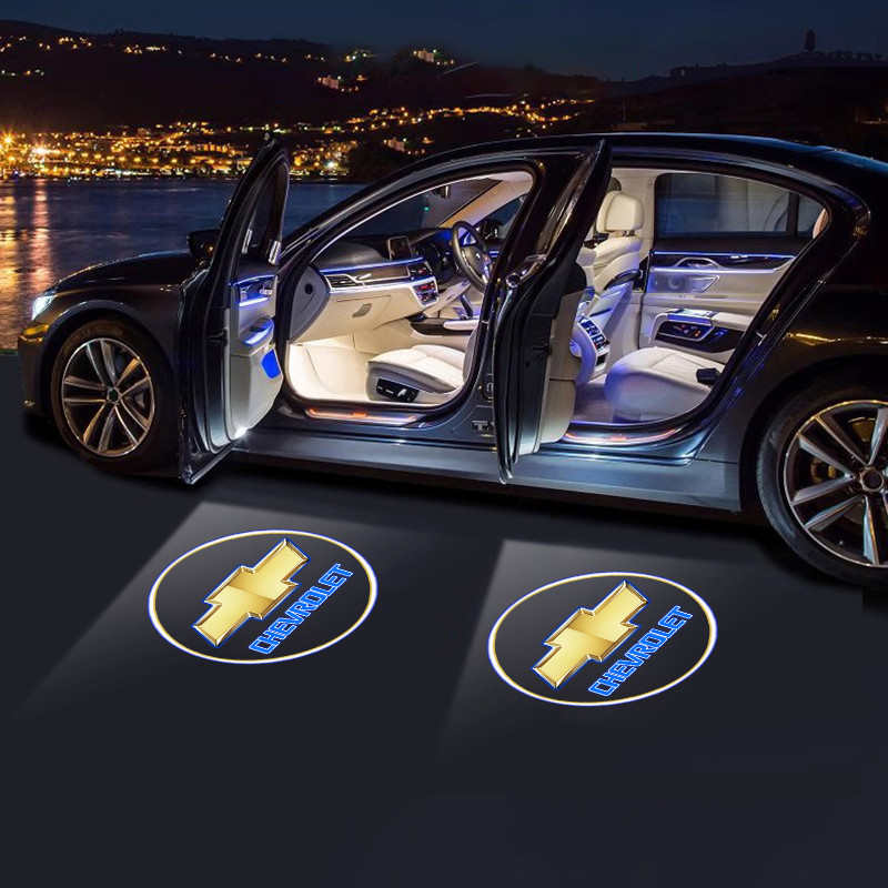 2Pcs Car Door Welcome Lamp HD LED Emblem Projector Lights For Chevrolet Cruze Spark Captiva Suburban