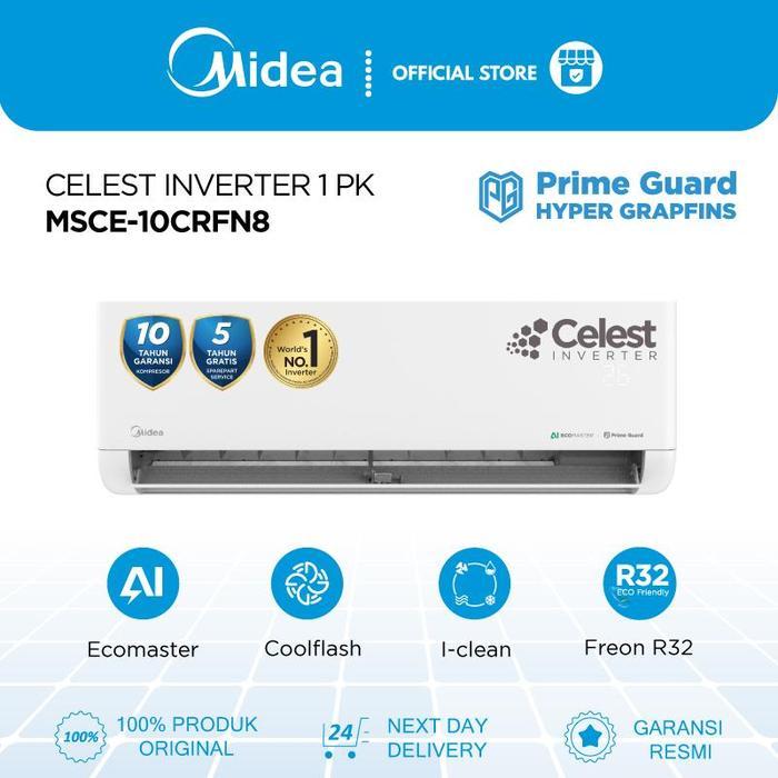 New Product Midea Ac Celest Inverter 1 Pk Msce-10Crfn8 Unit Indoor & Outdoor - Ai Ecomaster Terbaru