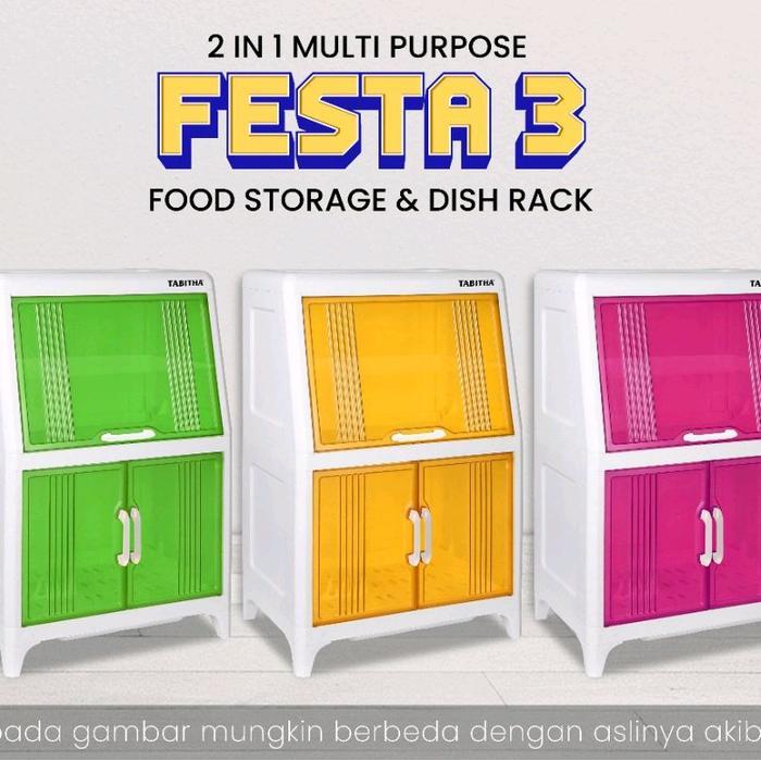 Thabita Vood Cabinet Rak Piring Festa Rak Dapur Anti Serangga