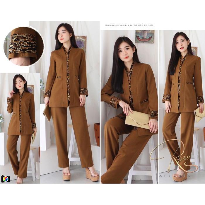 ASLI VANERICK / Lyn Collection - Jas Blazer Wanita Guru PNS Batik Set Rok Span / Celana Jas Pemda