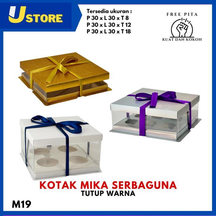 Kotak Kue Box Mika Cake Box 30X30 Cm Box Puding Kotak Kue Mika Transparan Pet Kotak Kado Gift Box
