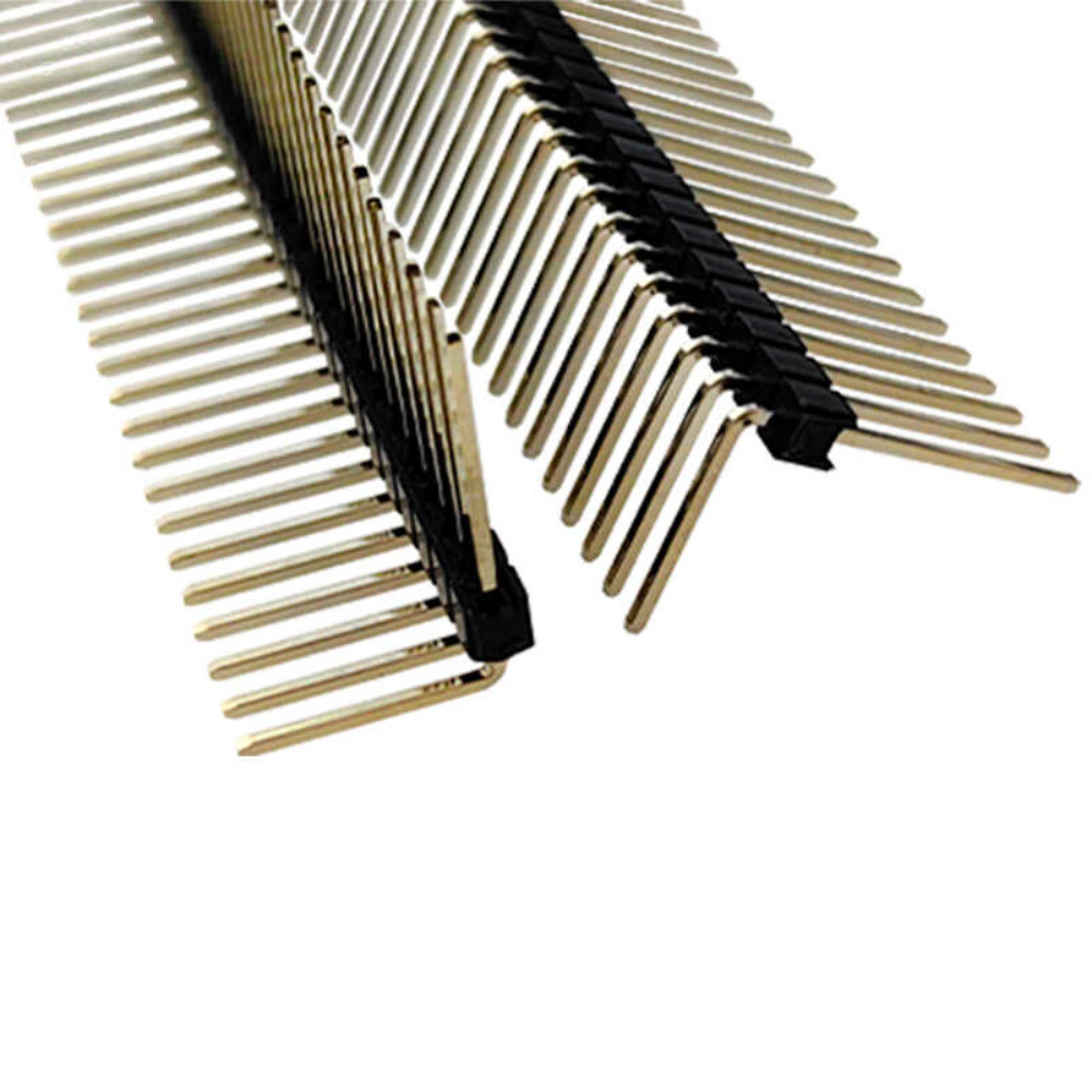 100pcs 2.54mm 1x2/3/4/5-40P Right Angle Extra Long A9B11mm 90d R1 Gold plated Single Row Cuttable