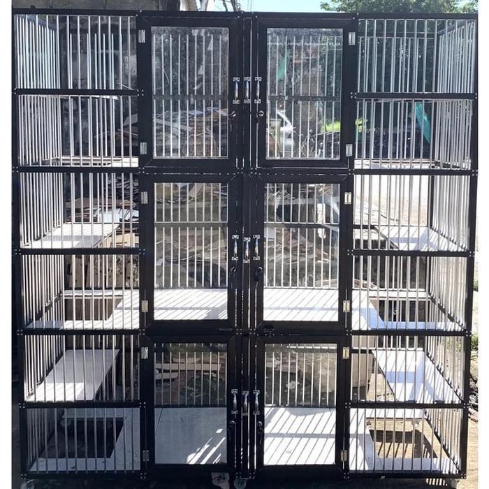 kandang kucing 6 pintu// kandang kucing alumunium // kandang kucing 3 tingkat - 180X60X180