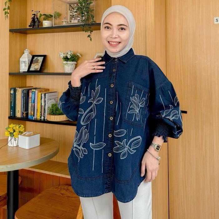 Pamela Jeans Oversized Bordir Premium / Atasan wanita IS