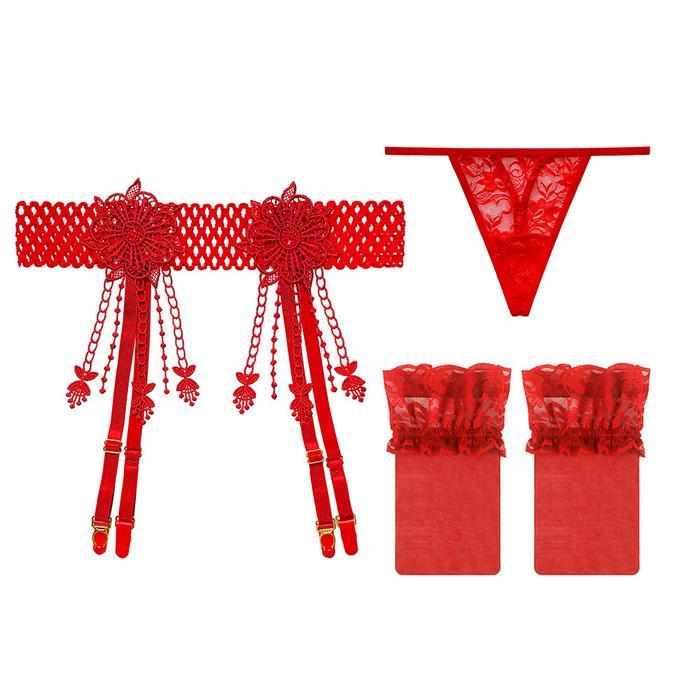 Lingerie Sexy Open Crotch G String Renda lingerie Set Stocking T11