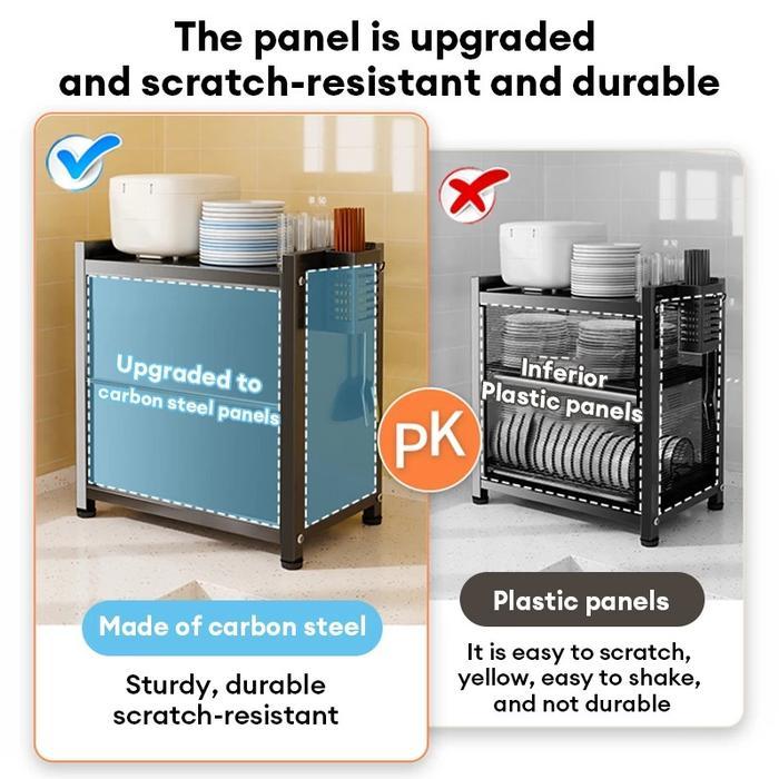 TERLARIS Ready StockRak Piring Tertutup Rak Cuci Piring Stainless Pengering Piring Stenlis Dapur