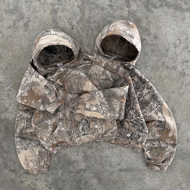 Y2K Hoodie Men Printed Camouflage Pattern Pullover Sweatshirts High Street Hip Hop Streetwear