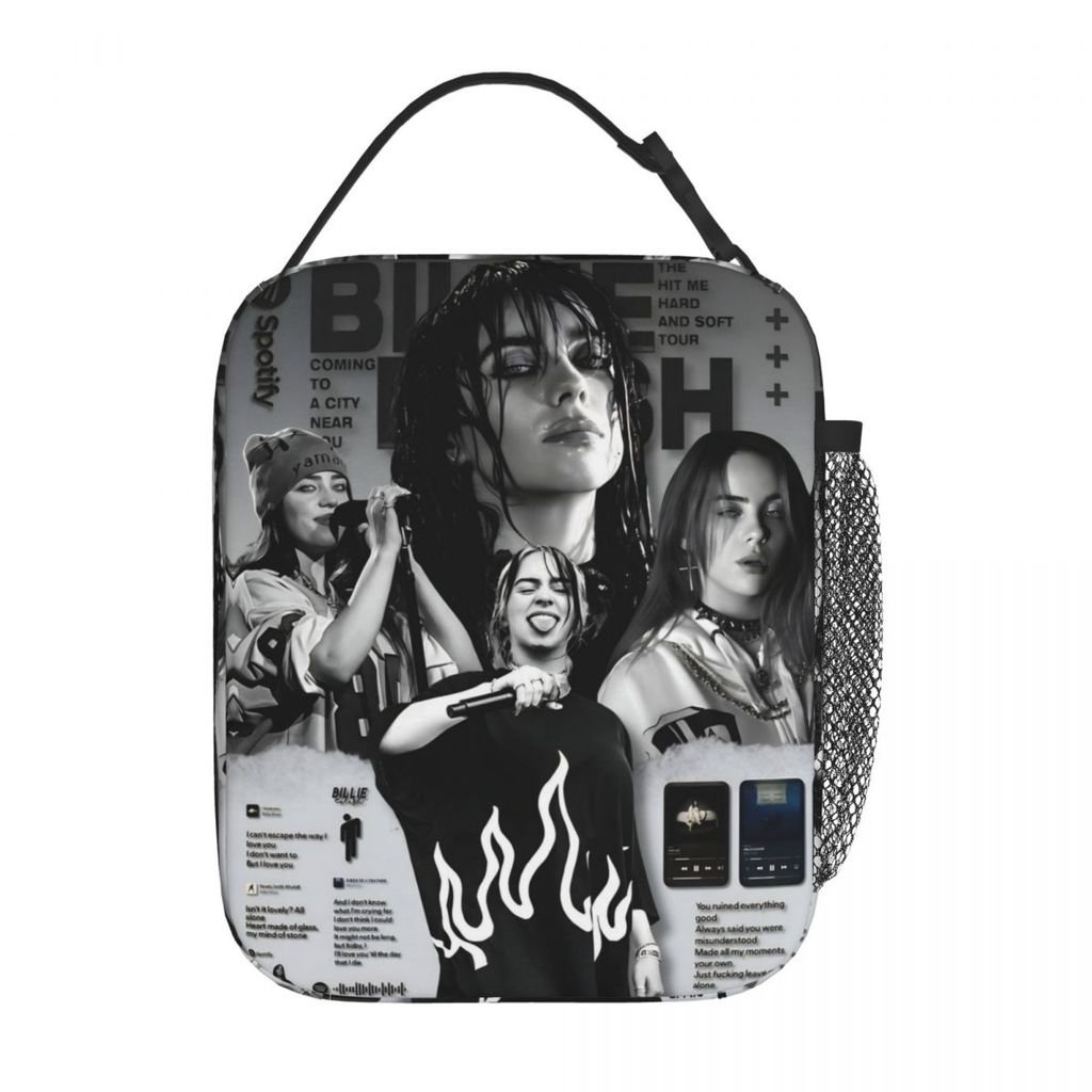 B-Billie-Girl E-eilish Insulated Lunch Bag Thermal Bag ReusableLunch Container High Capacity Tote