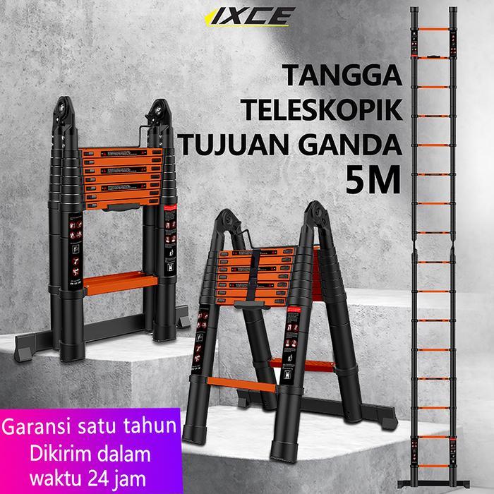 Promo Tangga Lipat Aluminium Teleskopik 5M Double Telescopic Ladder 5 Meter