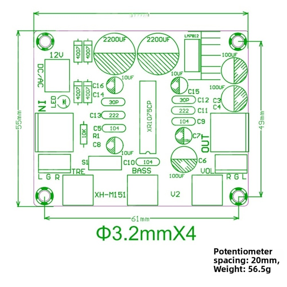 Digital Audio Processor XH-M151 BBE Audio Processor Preamp Tone Board With Bass Treble Volume