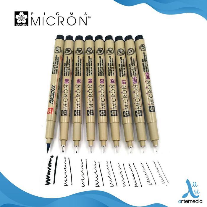 Sakura Pigma Micron Set Isi 9 Original Jepang Drawing Pen Fineliner Tinta Pigmen Waterproof Archival