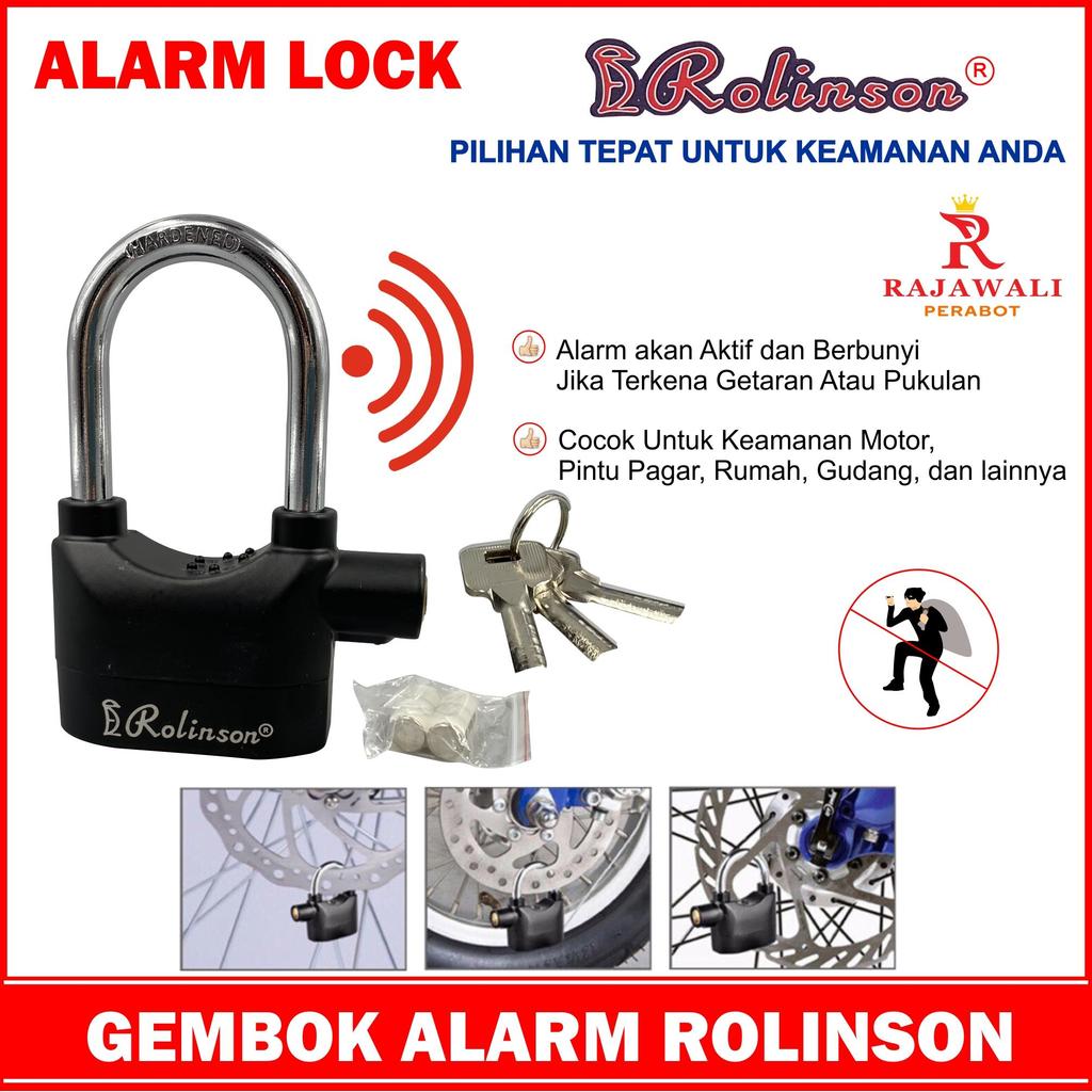 Gembok Alarm Panjang 12 cm Anti Maling Padlock Rolinson
