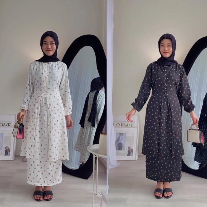 "New" [READY] KIRANIA ONE SET ONE SET TUNIK ROK BUNGA