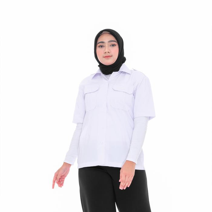 KEMEJA PDH WANITA KERAH BLAZER TANGAN PENDEK,KEMEJA DINAS WANITA