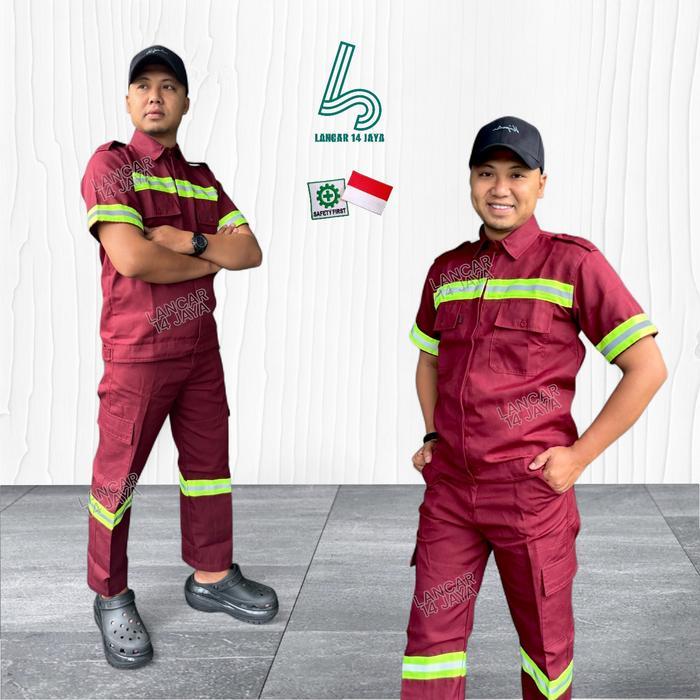 SETELAN Wearpack Safety Baju Safety Baju Kerja Bordir K3 dan Bendera Indonesia safety first