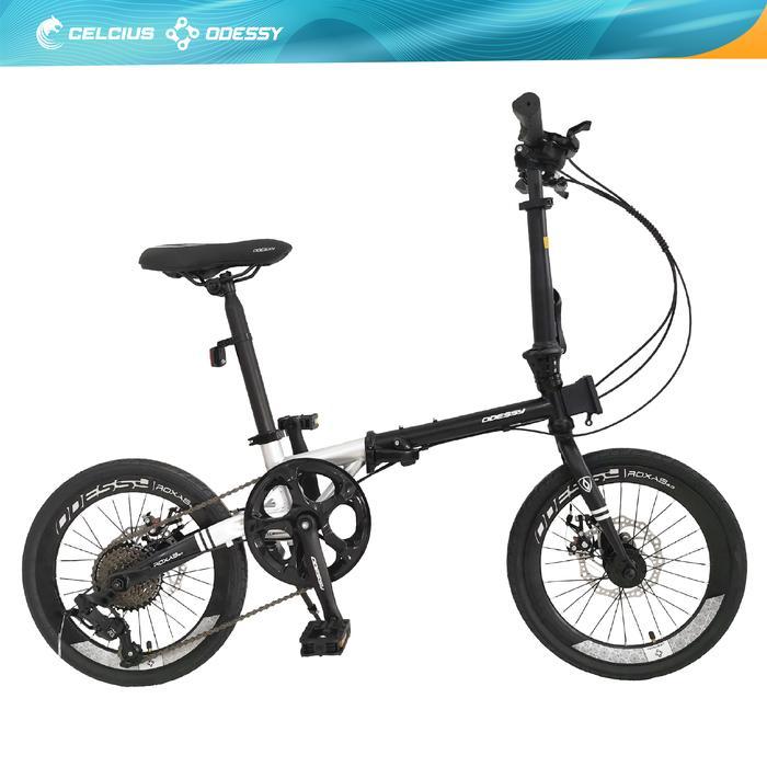 SEPEDA LIPAT ODESSY ROXAS UKURAN 16 INCH BAHAN CHROMOLY - 8 Speed - Hitam
