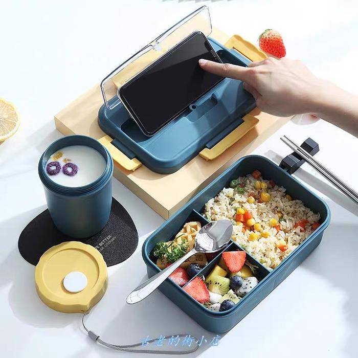 Kotak Makan Plastik Bento Box Set Lunch Box Sekat 3