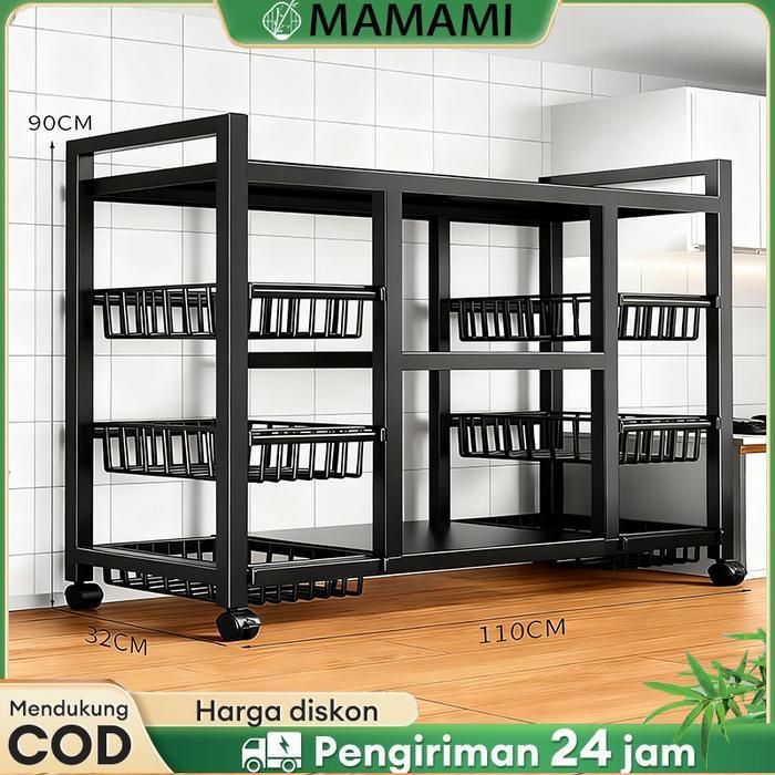 Rak Dapur Stainless Steel Rak Dapur Susun Minimalis Rak Oven Rak Microwave Rak Bumbu Dapur Rak Roda