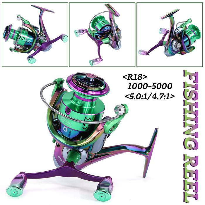 Sougayilang Fishing Reel, Double Rock Arm Multicolor Spinning Fishing Reel Dengan 1000-5000 Seri