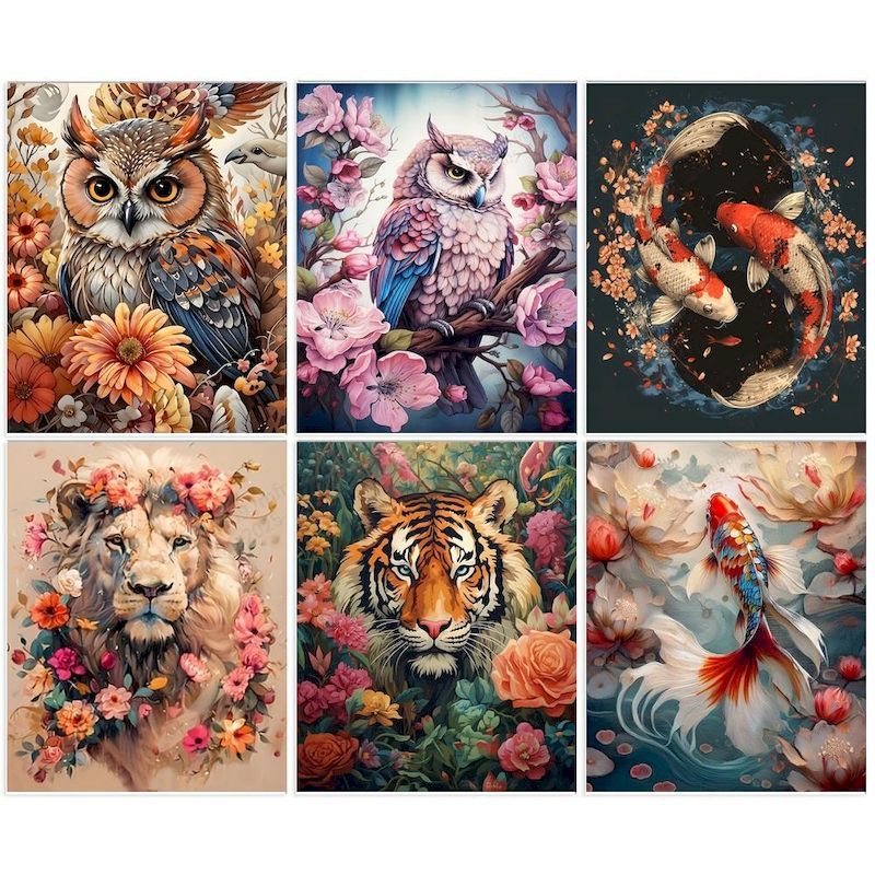 GATYZTORY Painting By Numbers Animals Acrylic Paint Drawing Picture Frames Flowers Painting Numbers