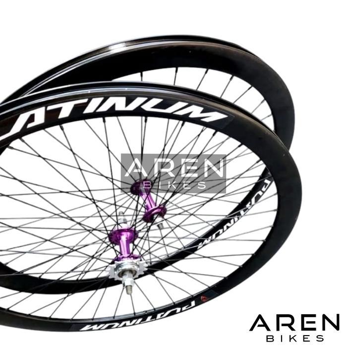 WHEELSET SEPEDA 700C DOLTRAP PLATINUM 3CM 4CM 5CM 700 C VELG RIMS RIM 36 HOLE 36H HUB FREEHUB FIXED