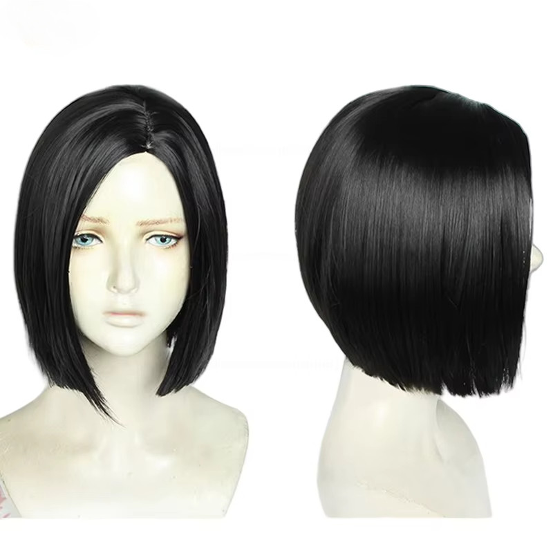 Short Straight Black Game Valorant Viper Cosplay Wig Cosplay Wigs Heat Resistant Synthetic Hair