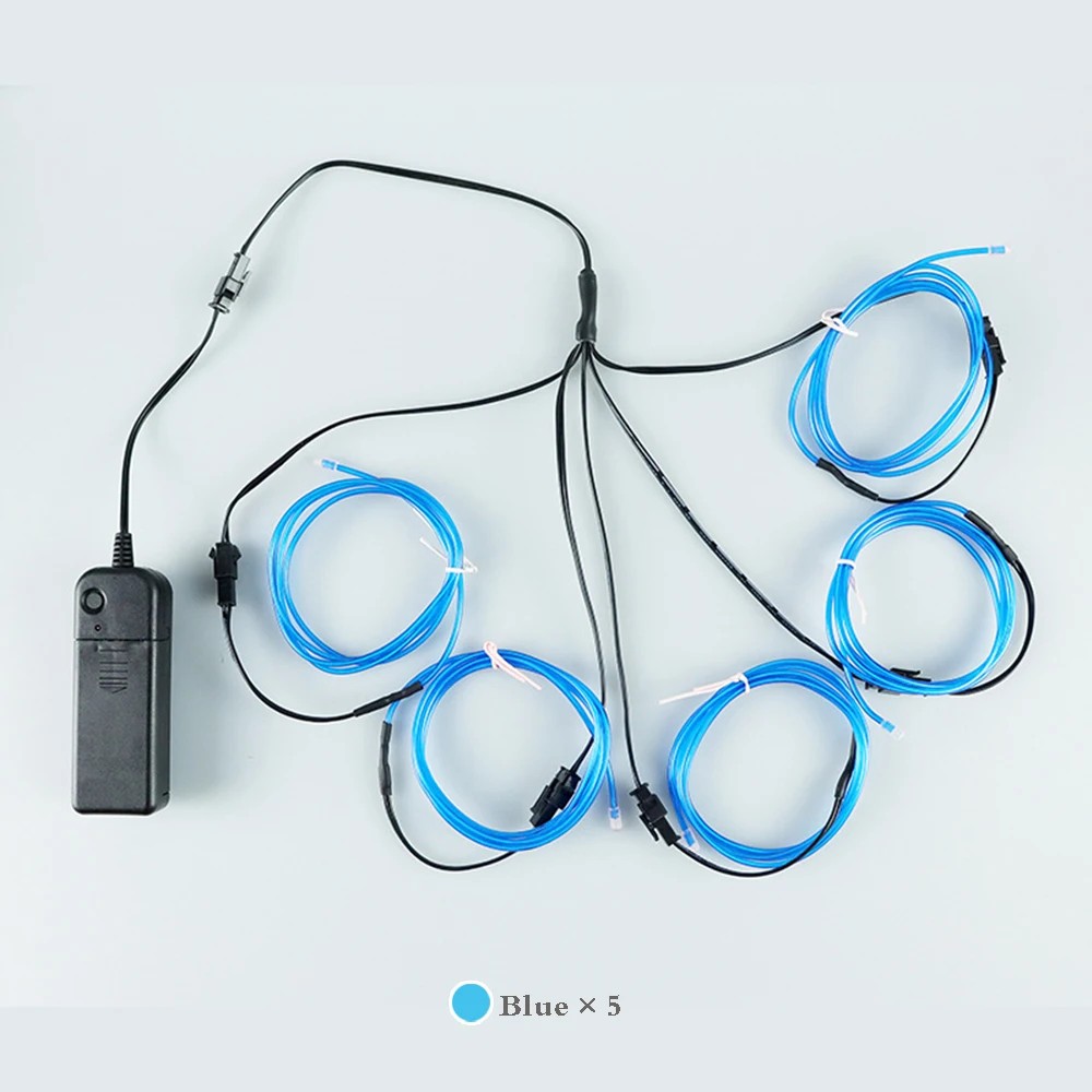 EL Wire 5 Colors 1M LED Prom Waterproof Night Light String with Neon Light 2AA Battery Controller