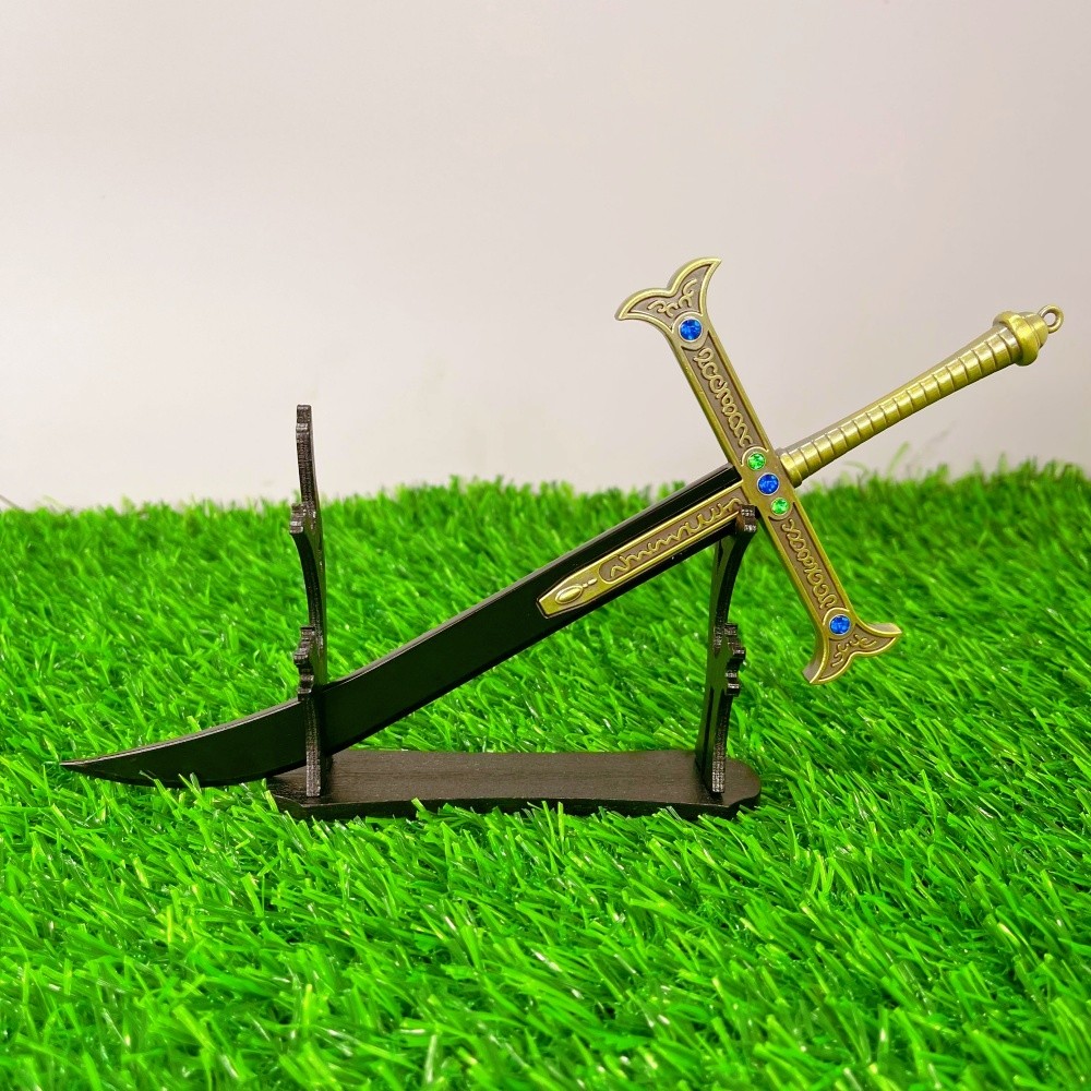 DISKON 9inch Dracule Mihawk Katana Steel Fake Sword Zoro Anime Ninja Knife Real Size Japanese Katana