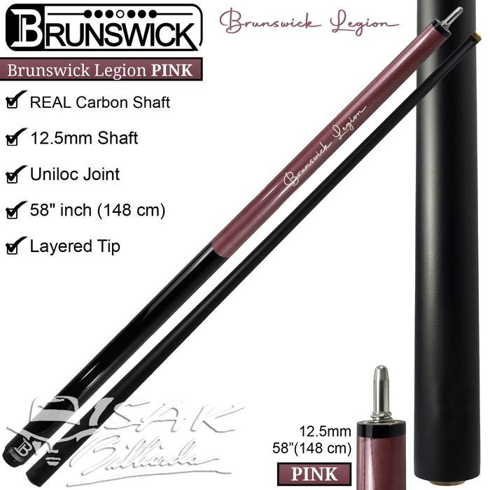 Brunswick Legion Cue Pink - Real Carbon Shaft Uniloc Pool Stick Billiard