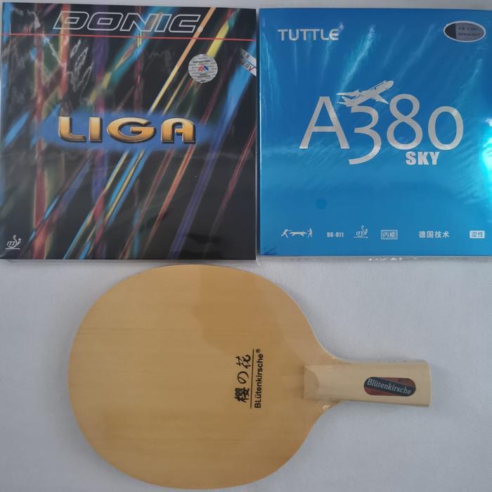 BAT TENIS MEJA PEN HOLDER B 2015 FULL HINOKI PLUS KARET SERANG SET