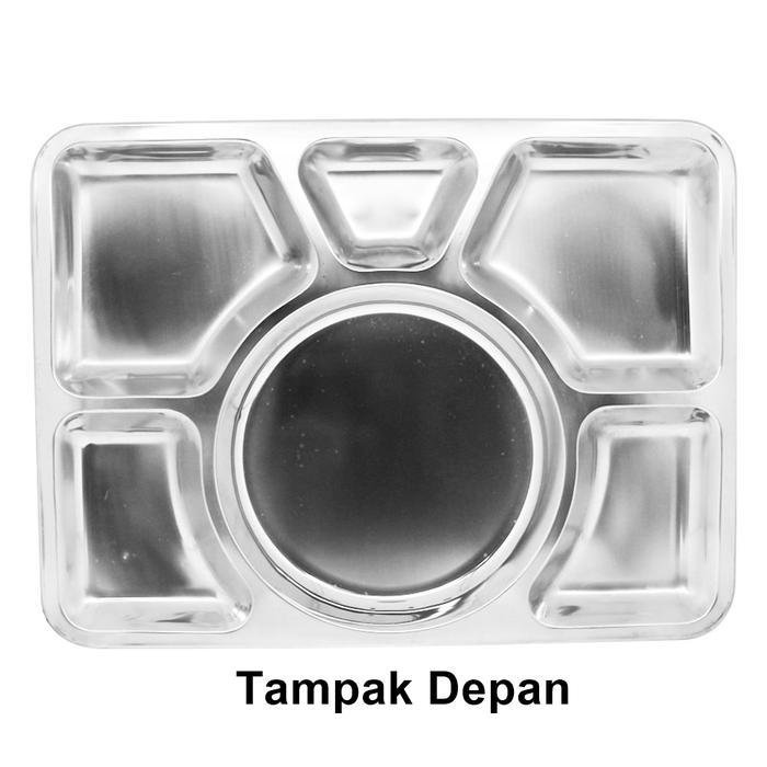 Piring Makan Persegi 6 Sekat Stainless Steel