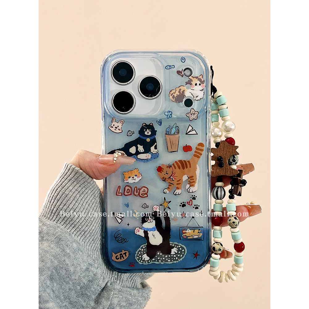 Cewek Fancy Kucing Blue Casing Hp Infinix 9 8 60I 50 5G 50I 60 Pro Plus Smart 10 Note 40 40I Pova 7 