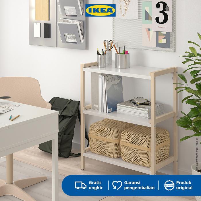 Ikea Ekenabben Unit Rak Terbuka Serbaguna Minimalis Aspen/Putih 70X34X86 Cm Kayu Furniture
