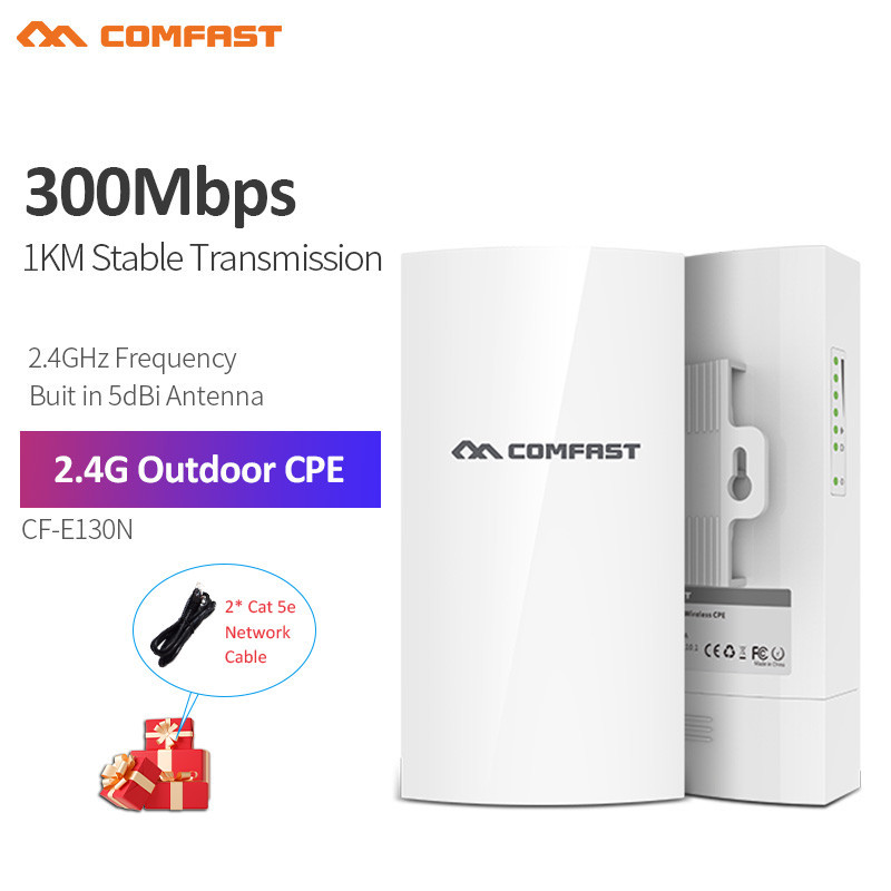 JUAL  COMFAST CF-E130N 1KM Wireless Outdoor CPE 2.4GHz 300Mbps Outdoor WiFi Bridge Access Point 9dBi