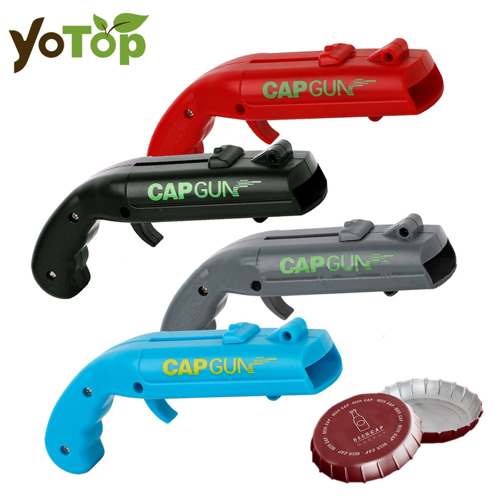 Cap Gun Beer Bottle Opener Portable Beverage Drinking Opening Gun Cap Launcher Kitchen Party Supply