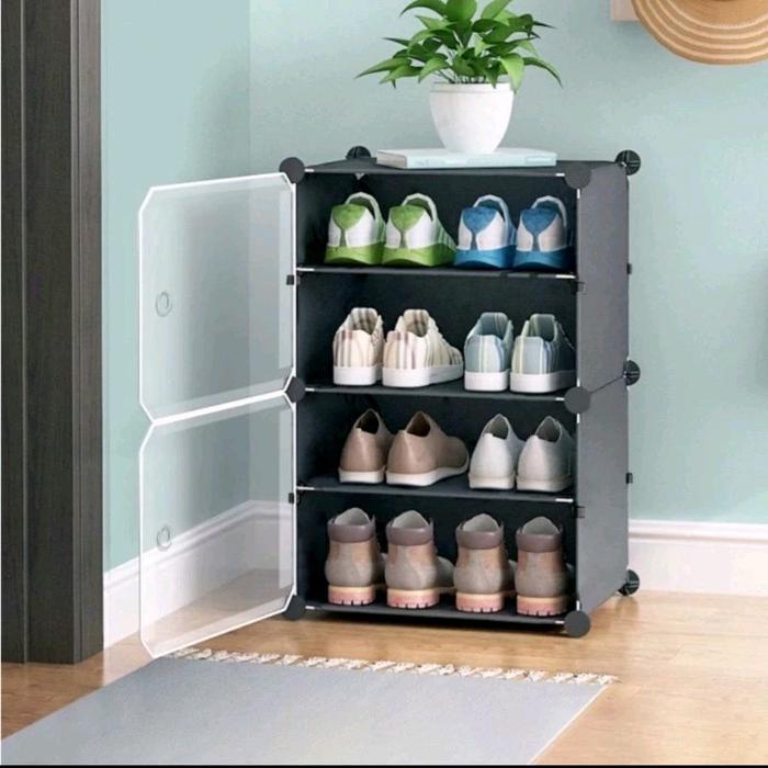 Falecia7 Lemari Sepatu Rak Sepatu Sandal Portable model Tutup 4 Susun Rak Piring