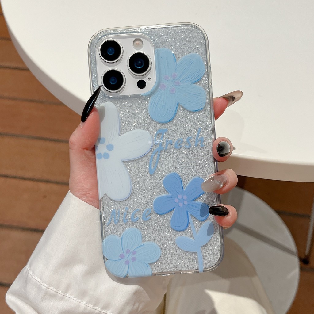 Flower Terbaru Glitter Case Hp Samsung S25 Fe Plus S24 Fe S26 Plus Ultra S23 Ultra S21 M23 M54 M15 M