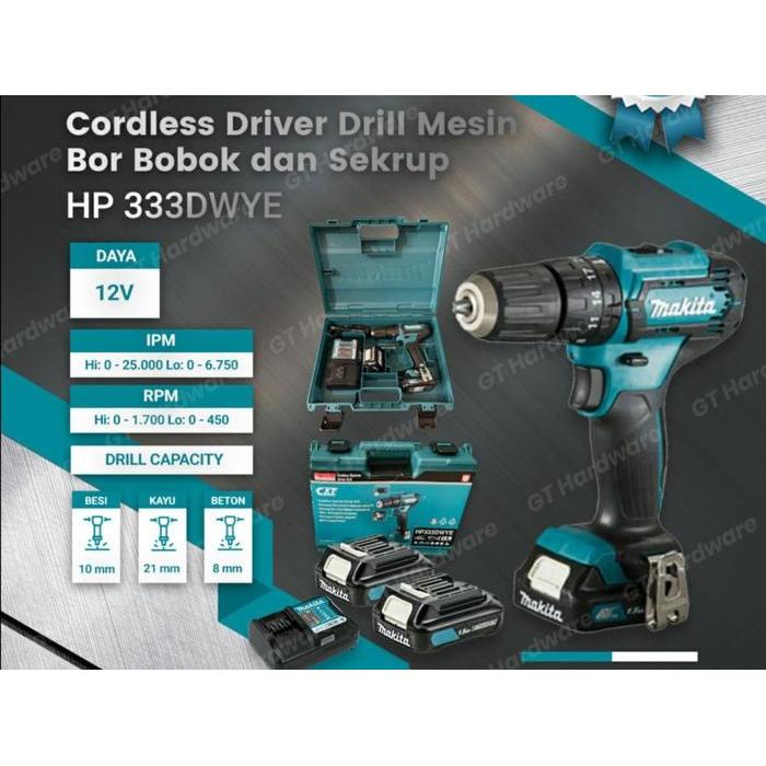 Makita Hp 333 HP333DWYE HP333D Cordless Hammer Drill Bor Bobok batera