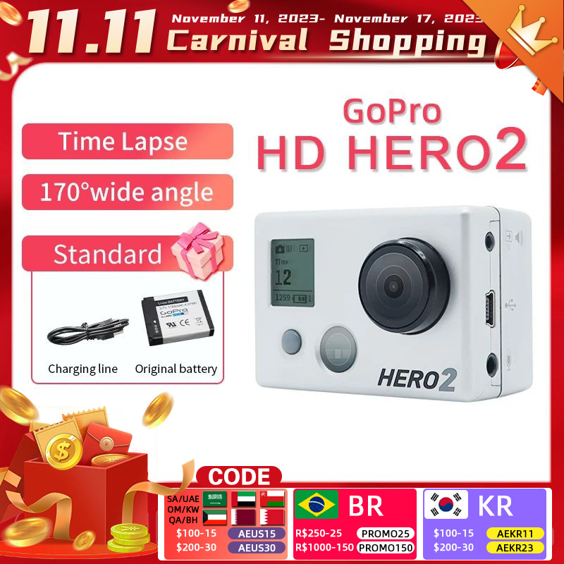GoPro HD hero 2 first Second generation entry level ultra wide angle Sports Camera Go Pro HD vlog sm
