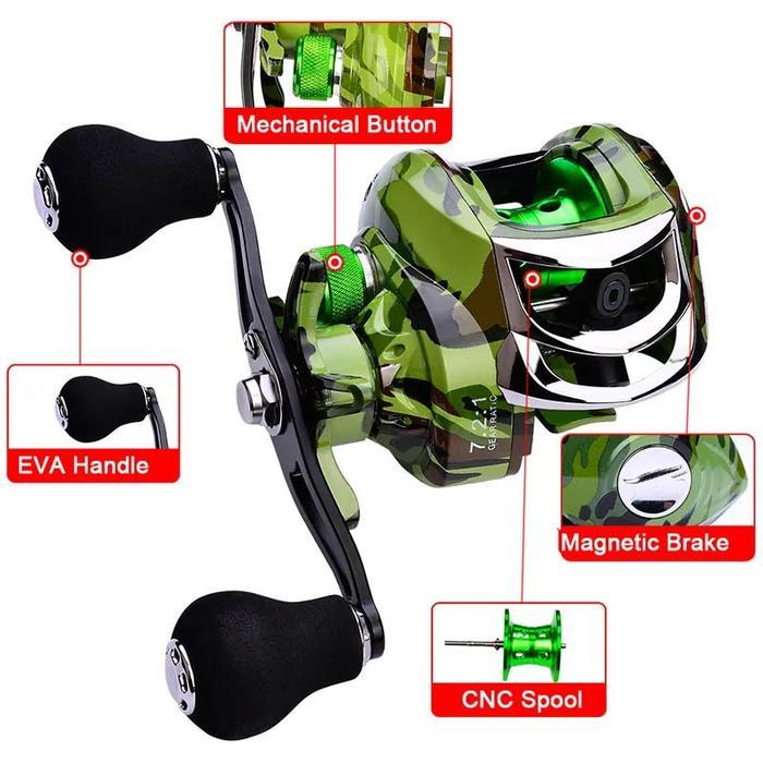 Caldari Reel Pancing 5:2:1 High Speed Reel Max Drag 50KG Magnetic Brake Pancing Reel Murah Kuat