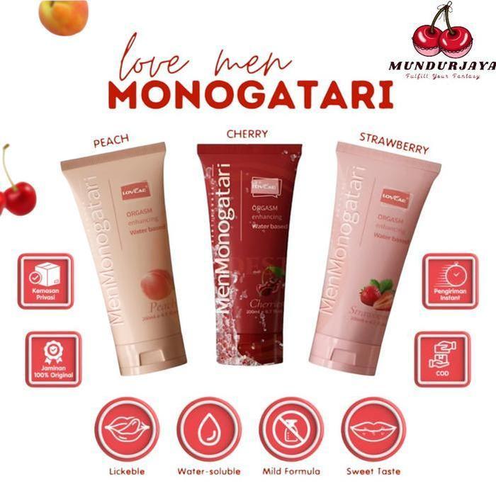 Dexie_Store Pelumas Oral Rasa Buah Love Men Monogatari Pelicin Foodgrade 200Ml Strawberry Peach