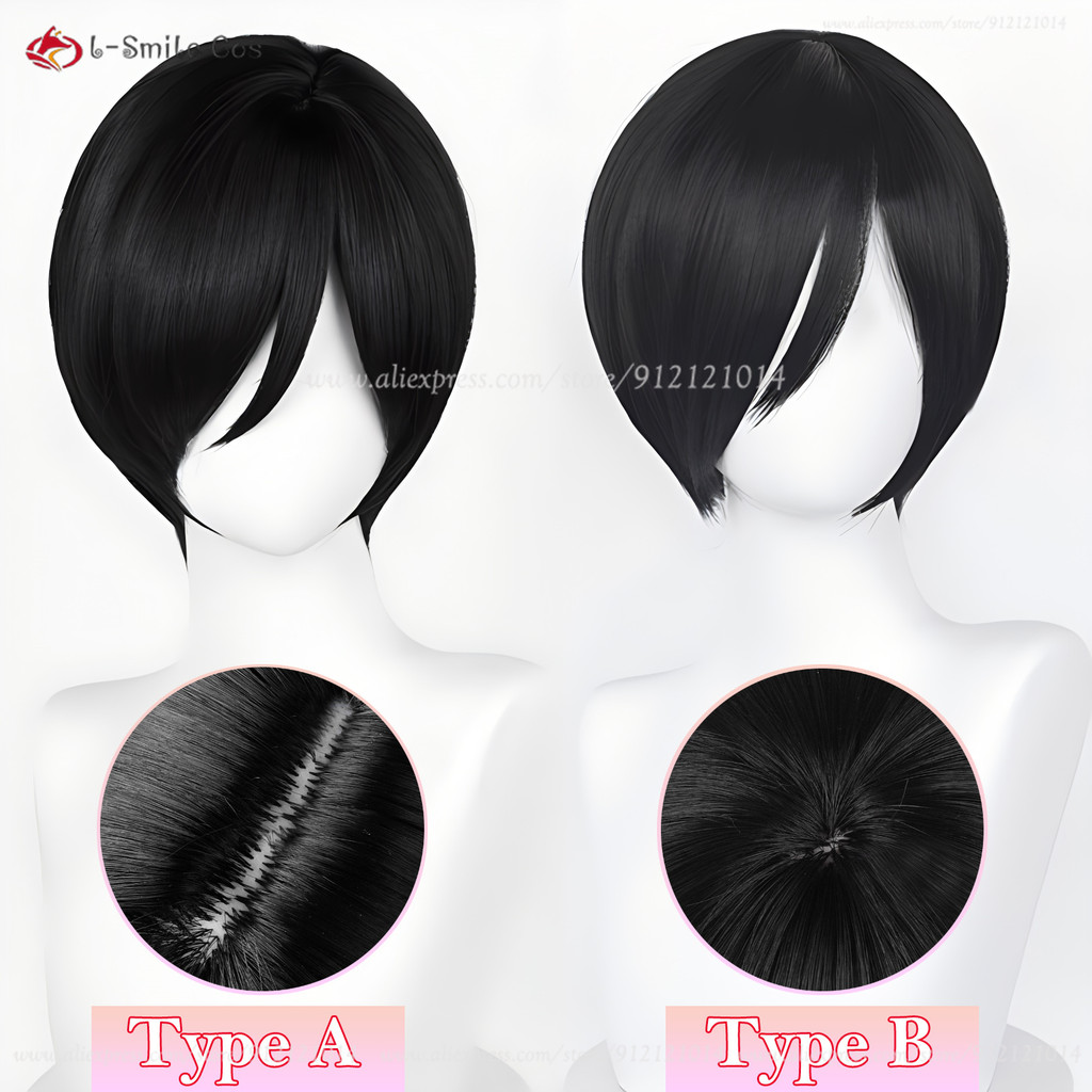Anime Ada Wong Cosplay Wig Ada Wong Wigs Cosplay 32Cm Black Heat Resistant Synthetic Hair Woman