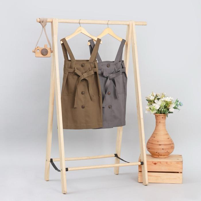 LUFFYSTORE - Overall rok anak perempuan pita polos kancing Rok anak Fashion