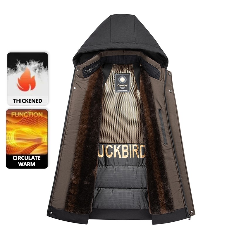 Top Grade Graphene Thermal Men's Parka Jacket Windbreaker Coats Winter Thickened Fleece Business