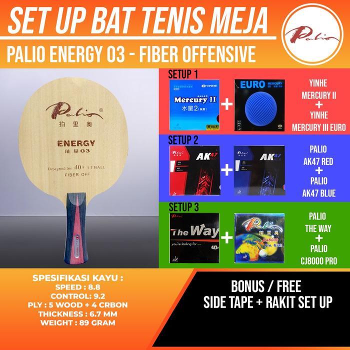 PAKET BAT PINGPONG RAKITAN PALIO ENERGY 03 FIBER OFFENSIVE YINHE PALIO