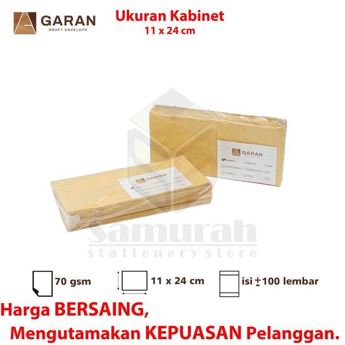 Amplop Kertas Coklat GARAN Ukuran Kabinet 11 x 24 cm 1 pak isi 100 / Amplop Gaji 70 Gsm - Gram