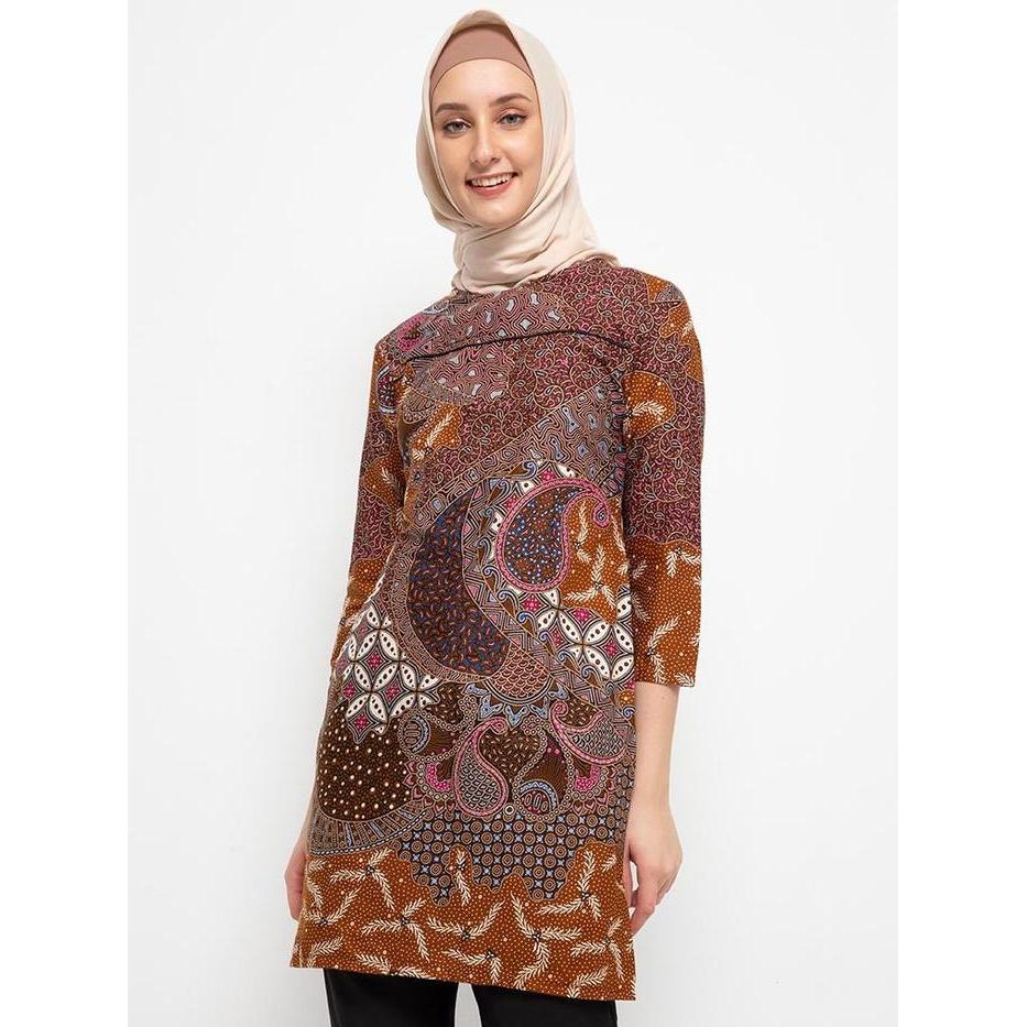 (COD) Adikusuma By Arjuna Weda Dress Batik Wanita Motif Parsley Kawung - Bahan Katun Resleting