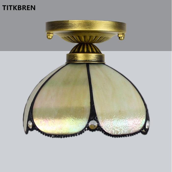 Tiffany Style Stained Glass Ceiling Lamp Vintage Mediterranean